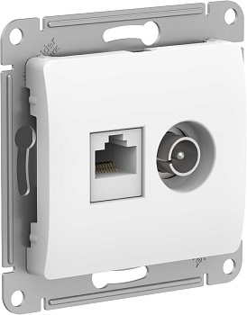 Розетка двойная ТВ+компьютерная RJ45, категории 5Е Glossa SE белая во Владивостоке