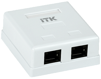 Розетка компьютерная настенная RJ45 категория 5e UTP, 2 порта ITK во Владивостоке