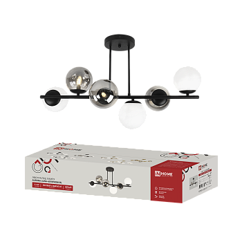 Люстра под лампу AURORA LUNA-6G9WHSM-BL 6xG9 матовые и дымчатые плафоны, черный корпус IN HOME во Владивостоке