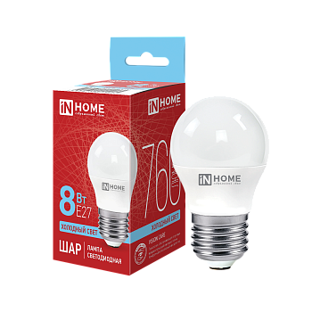 Лампа светодиодная LED-ШАР-VC 8Вт 230В Е27 6500К 760Лм IN HOME во Владивостоке