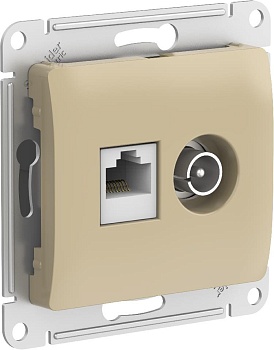 Розетка двойная ТВ+компьютерная RJ45, категории 5Е Glossa SE титан во Владивостоке