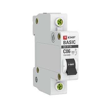 Автоматический выключатель ВА 47-29 1Р 06А 4,5кА характеристика С EKF Basic во Владивостоке