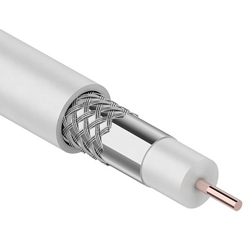 Кабель коаксиальный внутренний RG-6U, 75 Ом, CCS/Al/Al, 64%, бухта 100м, белый, REXANT во Владивостоке