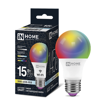 Лампа светодиодная LED-A60-RGBW-SMART 15Вт 230В Wi-Fi Е27 RGB-3000-6500К 1450Лм IN HOME во Владивостоке